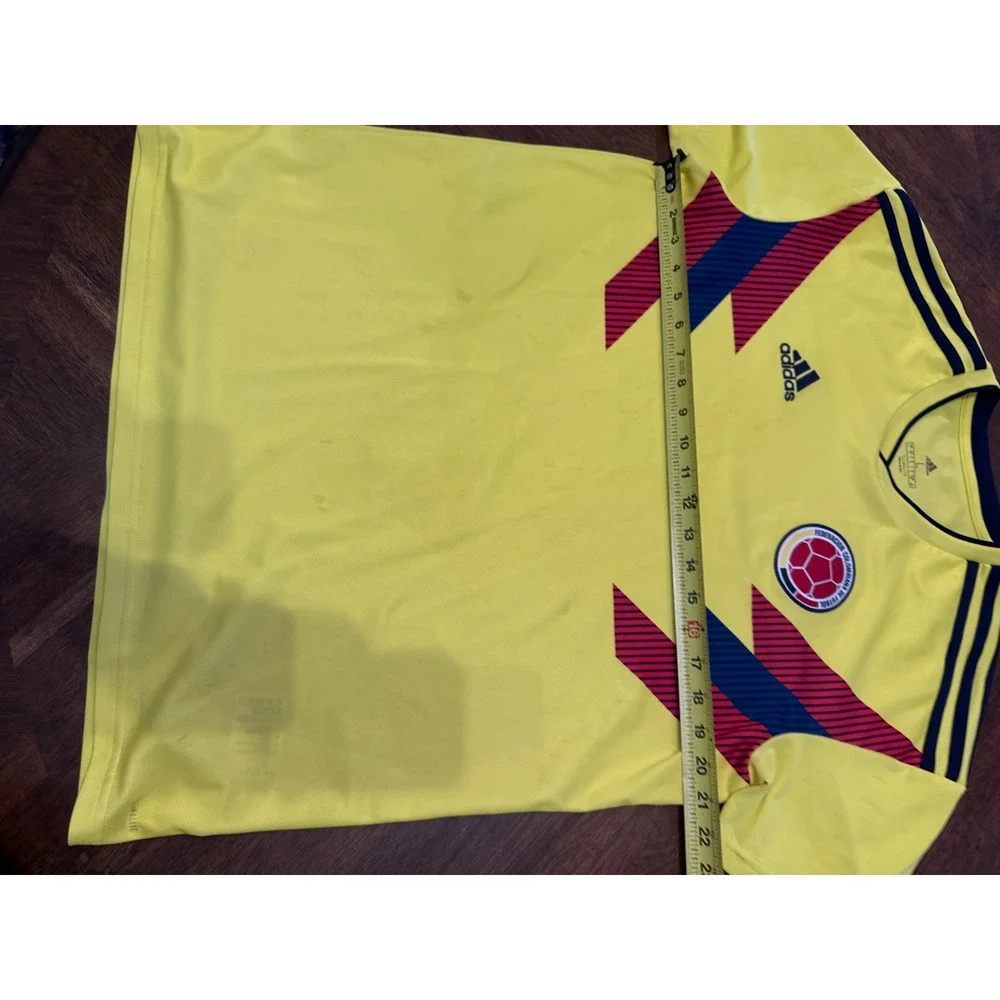 Adidas Colombia Soccer Jersey‎ Yellow Short Sleeve Climalite Football Shirt |P1